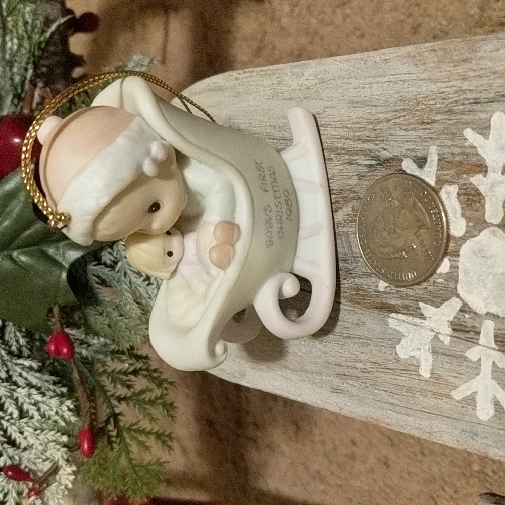 Vintage 1989 Samuel J. Butcher baby's first Christmas ornament